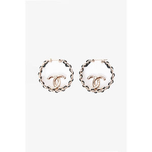 Pre-Loved Chanel™ SS 2022 Gold Tone Leather Chain CC Earrings